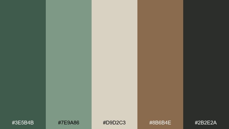 sage understory woodland color palette with hex codes