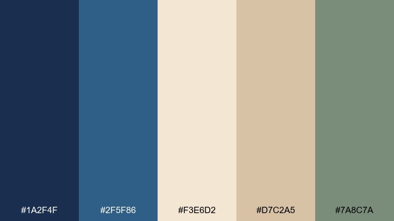 sailcloth sand nautical color palette with hex codes