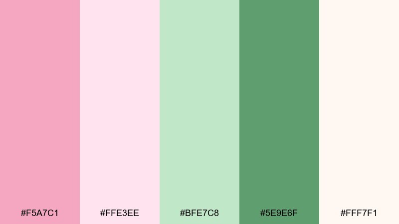 sakura matcha color palette with hex codes
