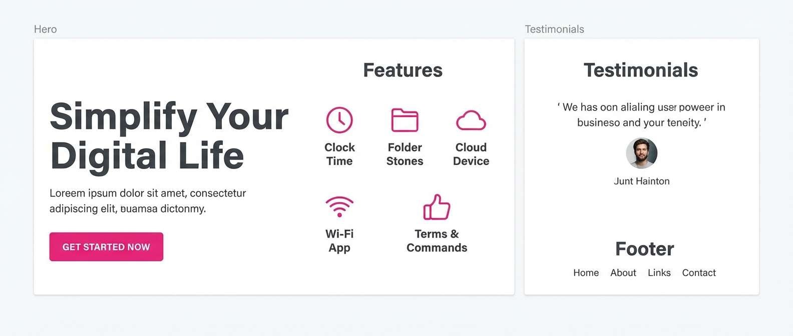 minimal pink landing ui