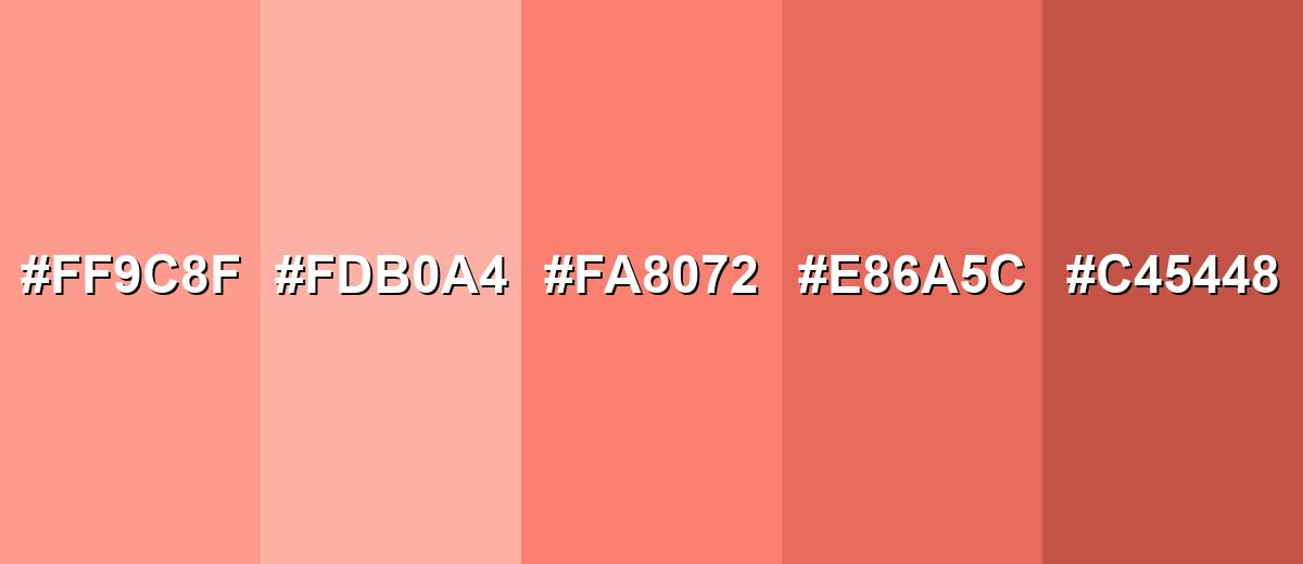shades and variations of salmon-color