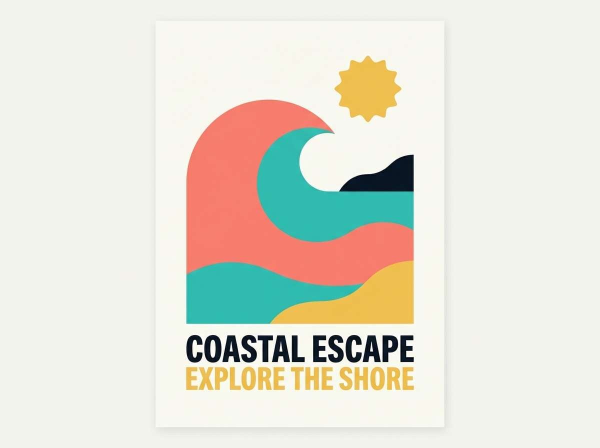 coastal travel poster layout