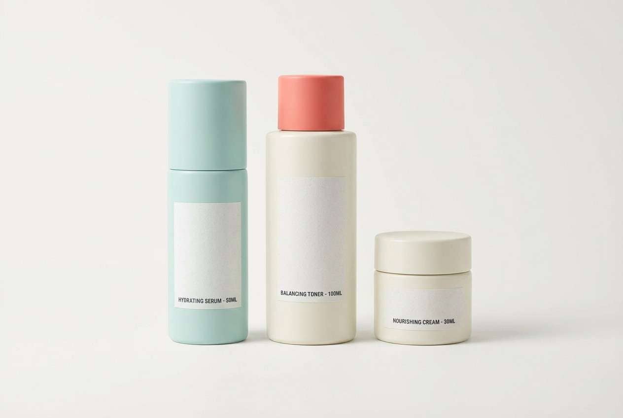 minimal skincare bottles