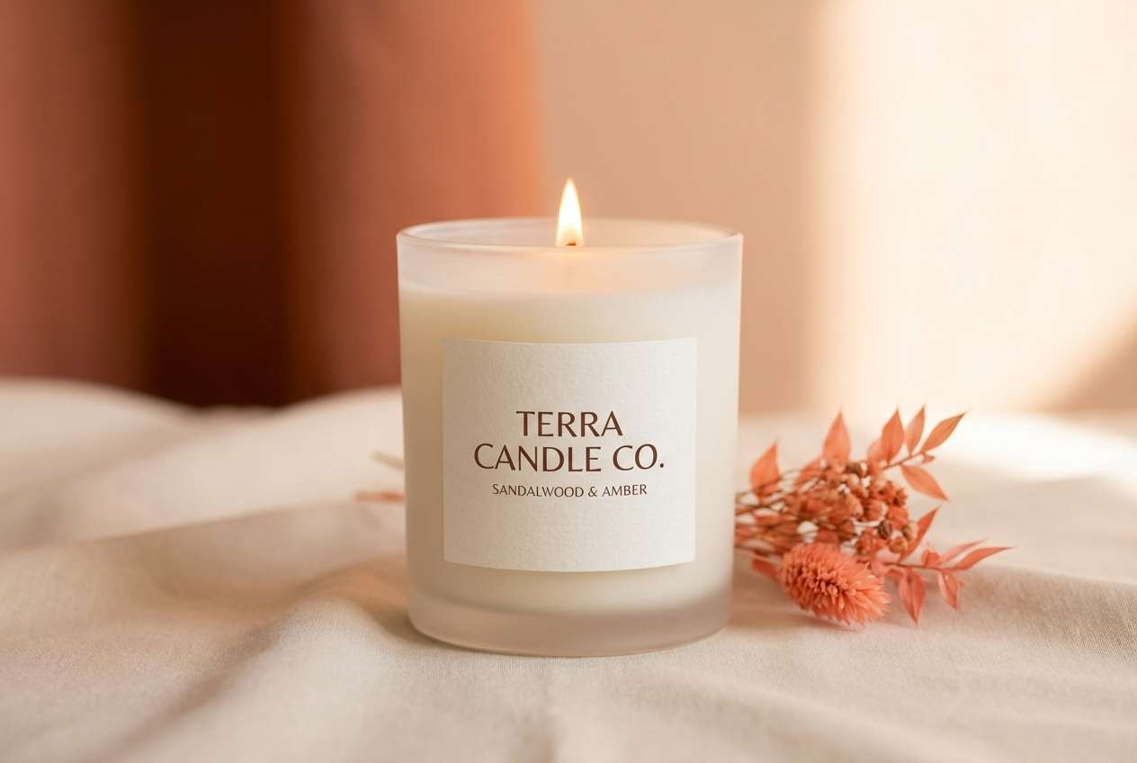 fall candle product ad