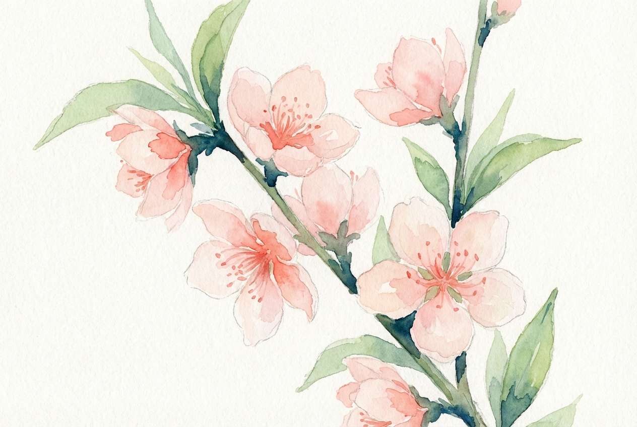 watercolor peach blossoms