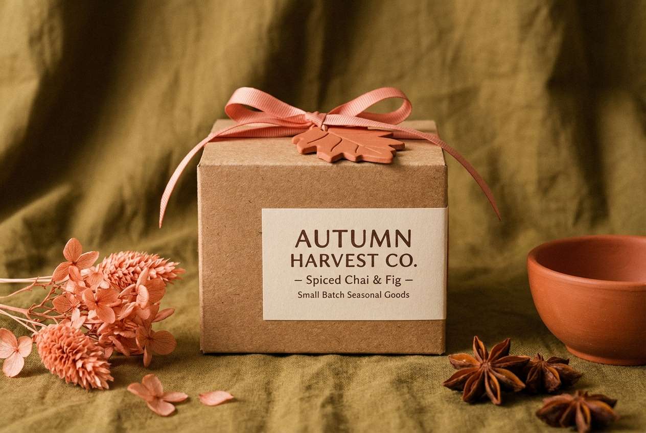 autumn themed product packaging
