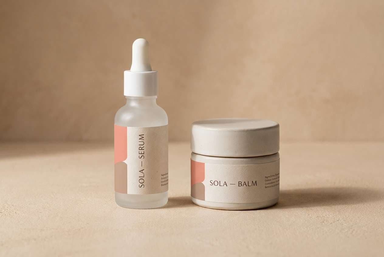 minimal skincare packaging scene