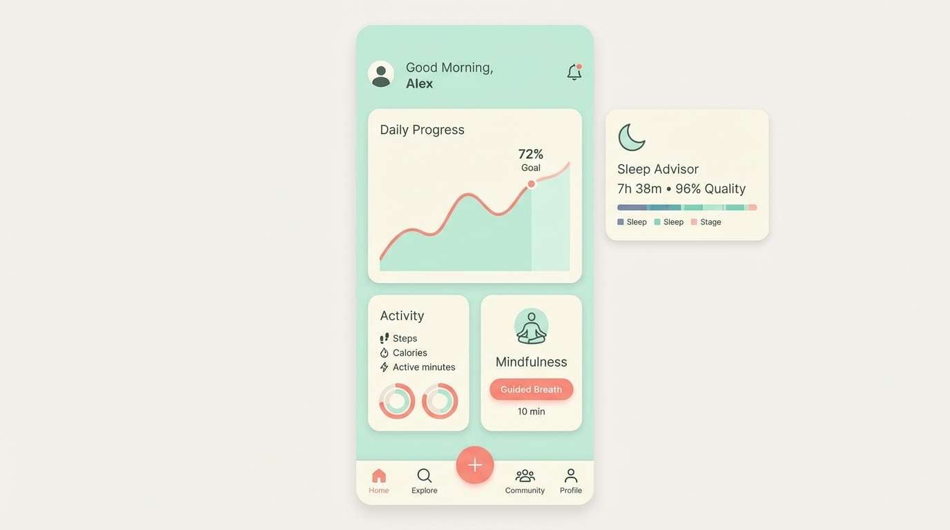 calm wellness app ui
