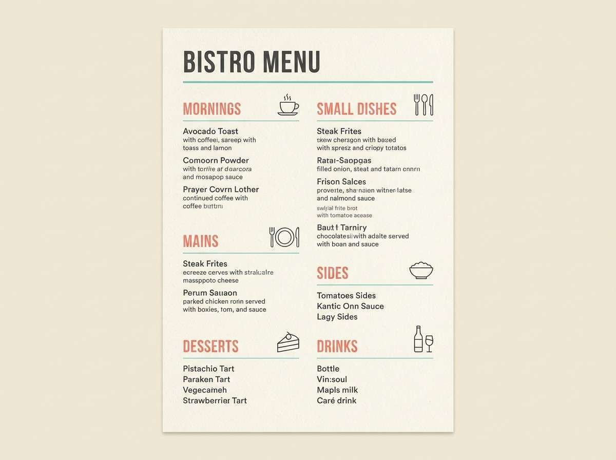 restaurant menu layout