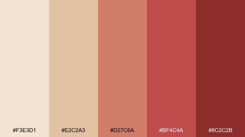 sand rouge beige red color palette with hex codes