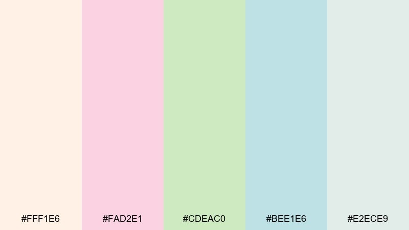 sandbar pastels color palette with hex codes