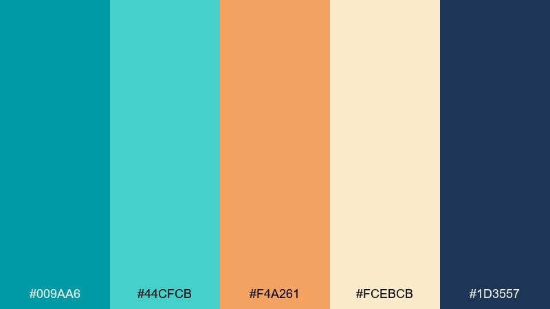 sandbar sunset color palette with hex codes