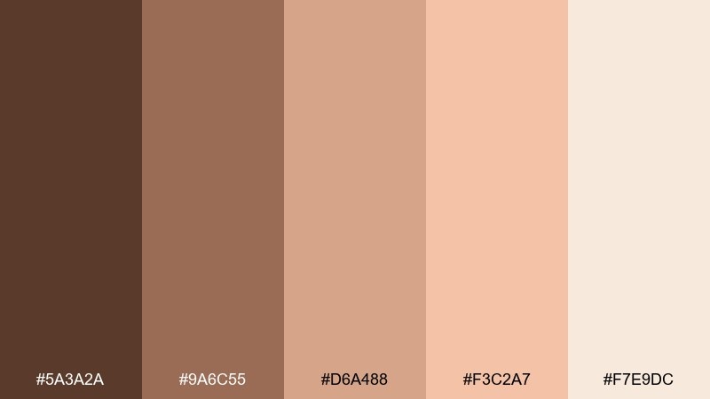 sandstone apricot brown peach color palette with hex codes
