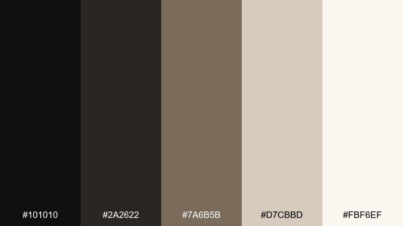 sandstone carbon onyx color palette with hex codes