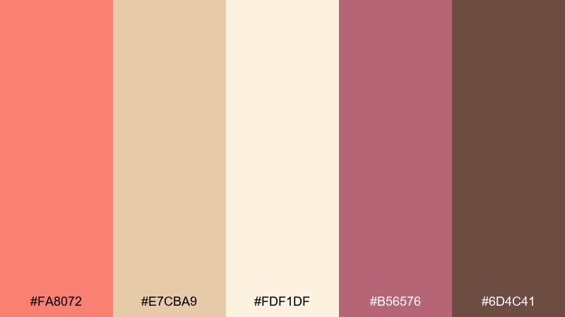 sandstone dessert salmon color palette with hex codes