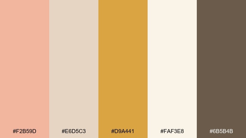 sandstone peach gold peach color palette with hex codes