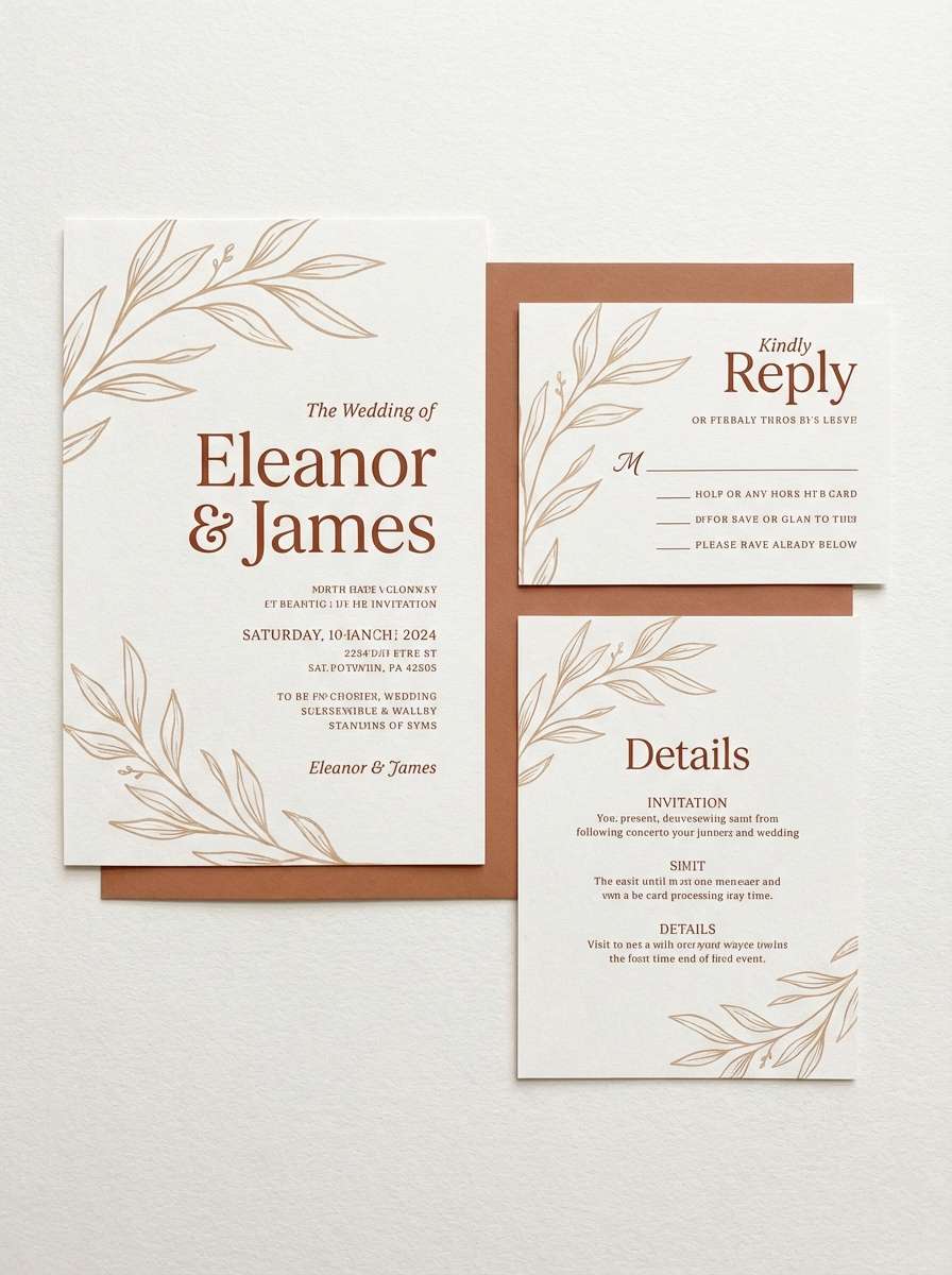 wedding invite in sienna tones