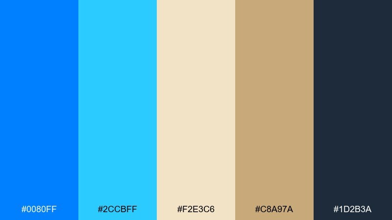 sandstone surf electric blue color palette with hex codes