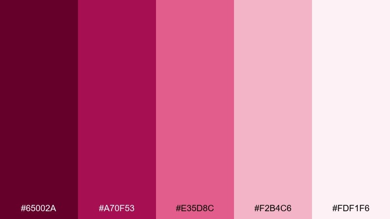 sangria sunset gradient dark pink color palette with hex codes