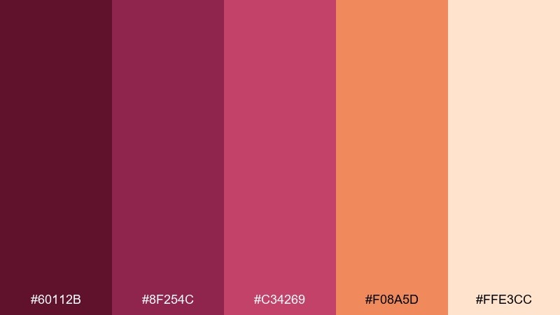 sangria sunset wine color palette with hex codes