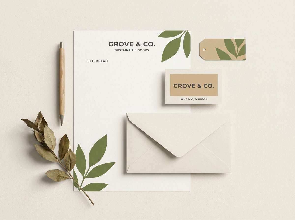 eco stationery in green and cream