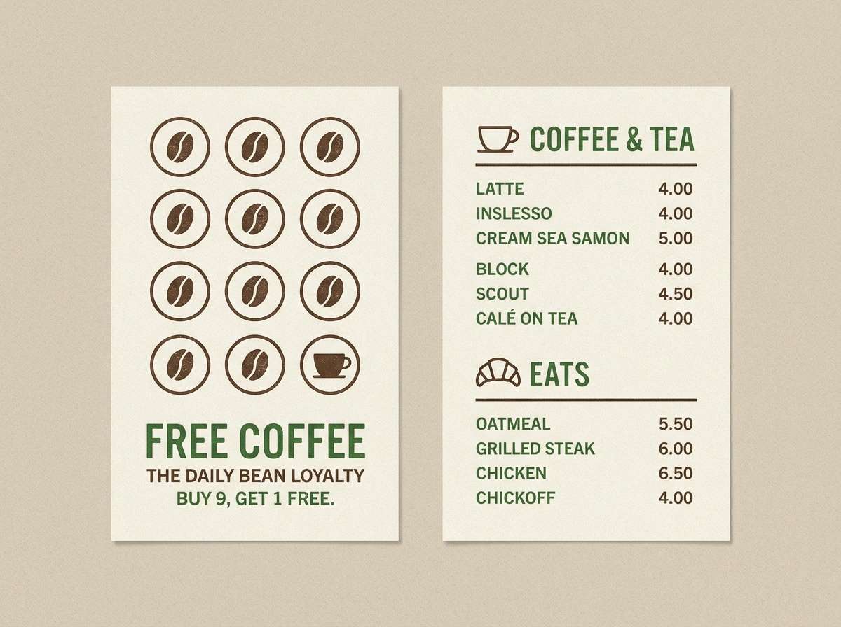 loyalty card in green and brown