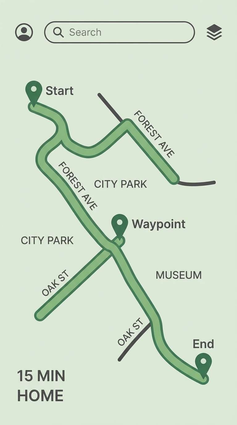 map ui in greens and charcoal