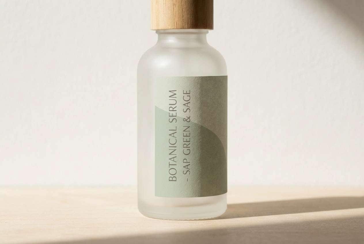 natural skincare bottle with green label