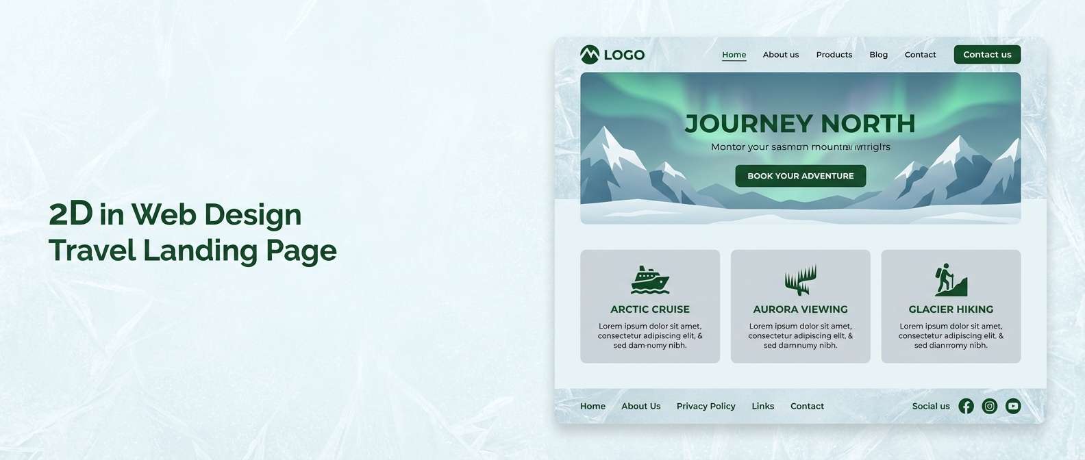travel landing page with crisp greens