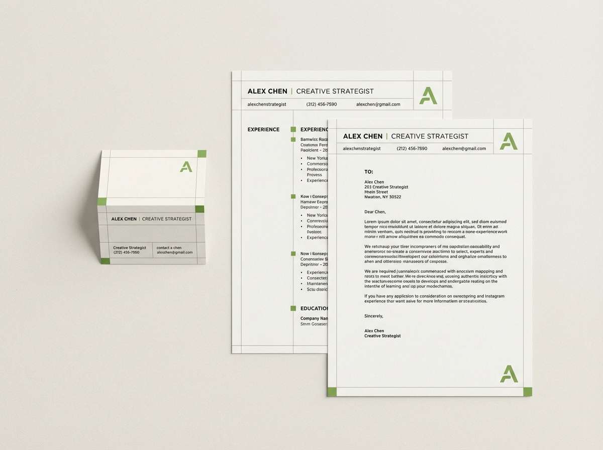 resume layout with green accents