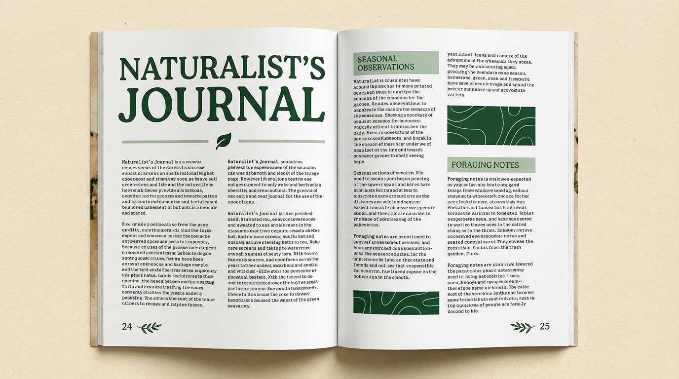 magazine spread with green accents