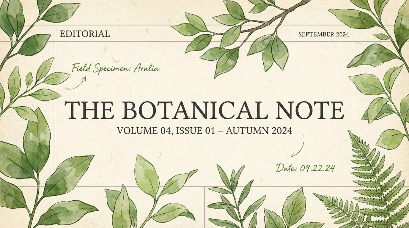 editorial header in botanical greens