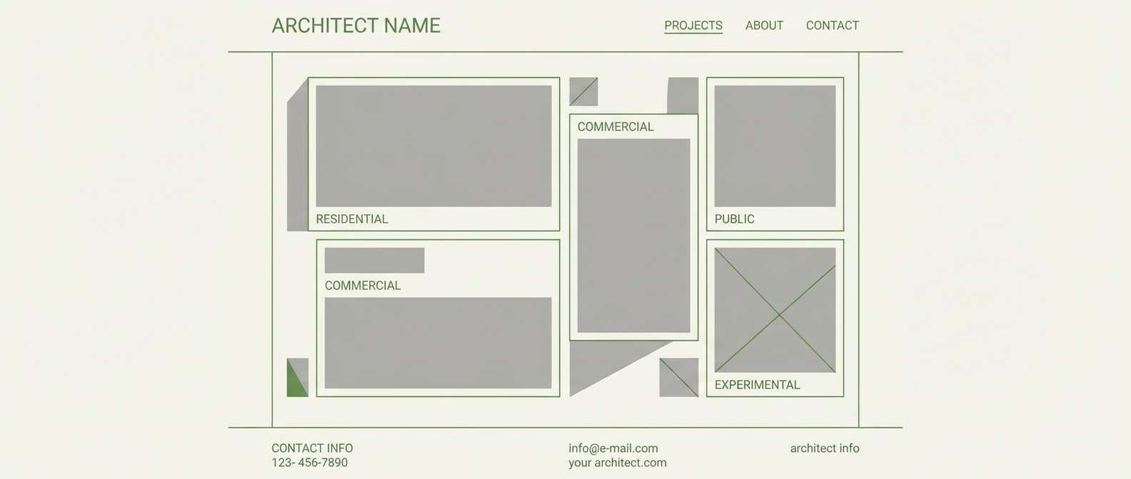 minimal portfolio with sage accents