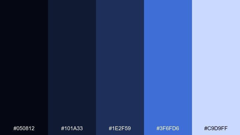 sapphire smoke night color palette with hex codes