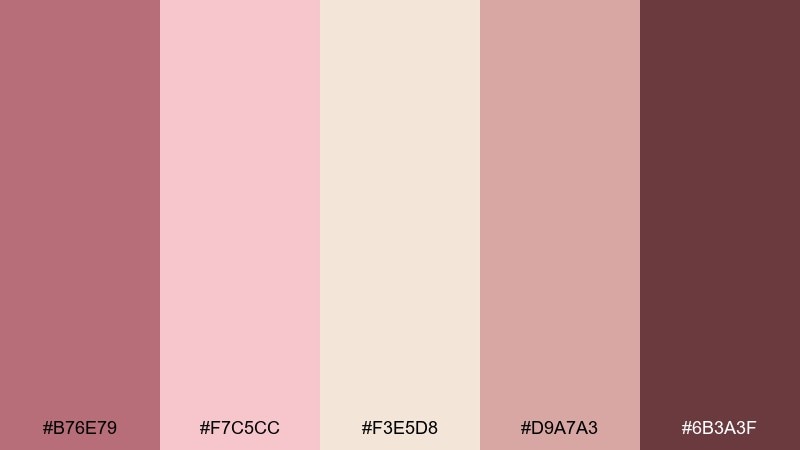 satin blush rose gold pink color palette with hex codes