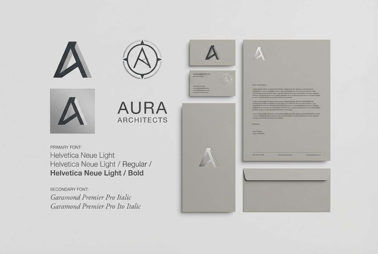 minimal brand board in grays