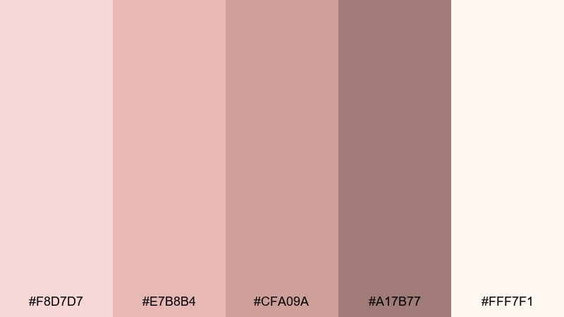 satin nude rose blush color palette with hex codes