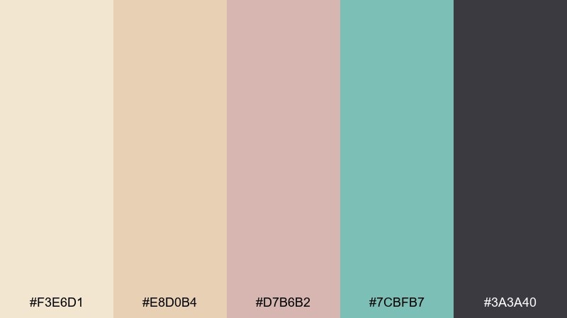 satin sand sleeping beauty color palette with hex codes