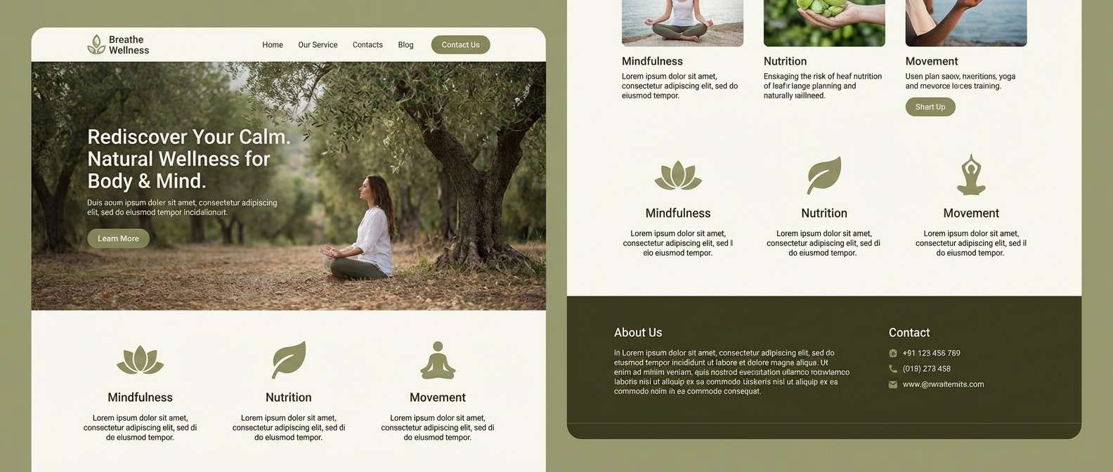 wellness landing page in olive