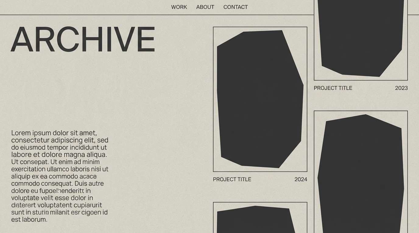 charcoal editorial portfolio ui