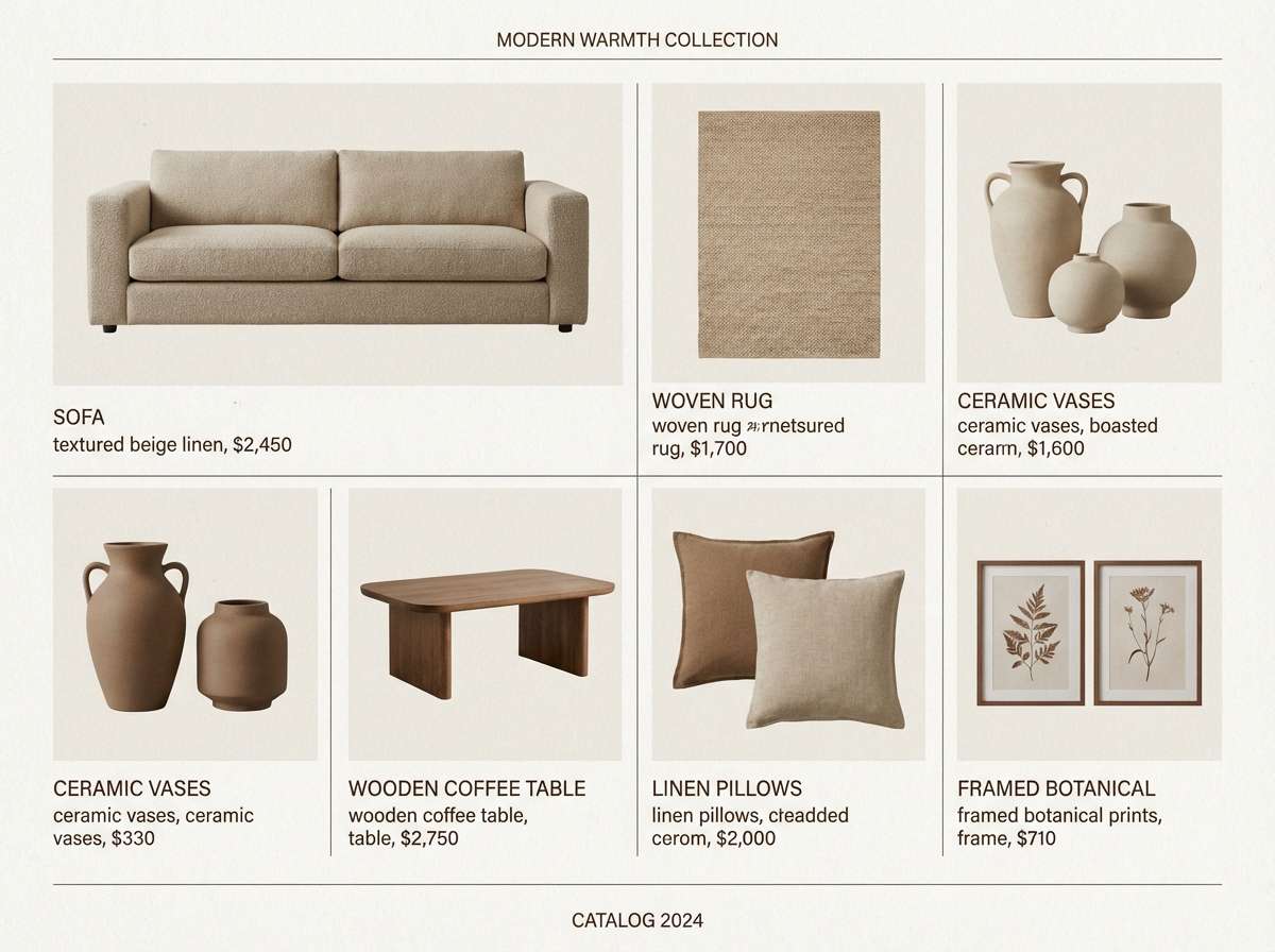 home decor catalog in warm browns