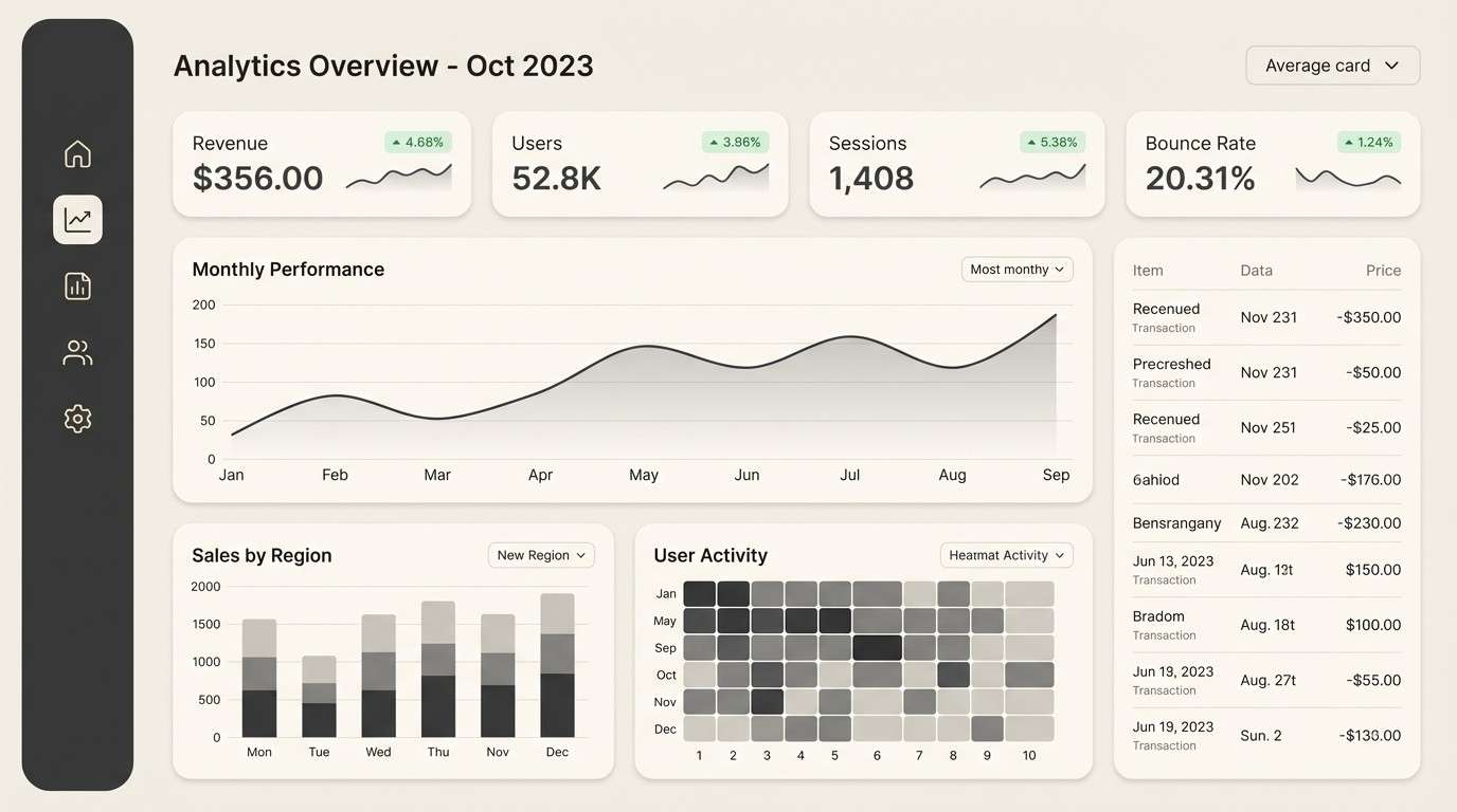 minimal dashboard in warm grays