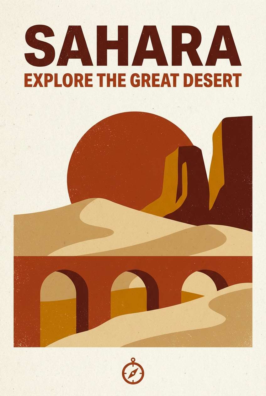 travel poster in sienna tones