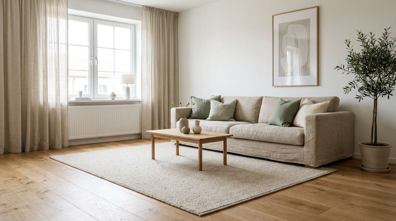 scandi living room in sage