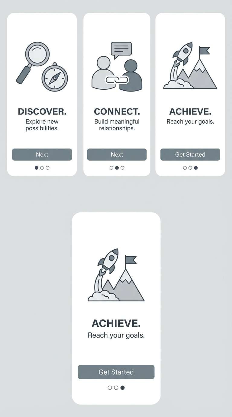 neutral onboarding screens ui