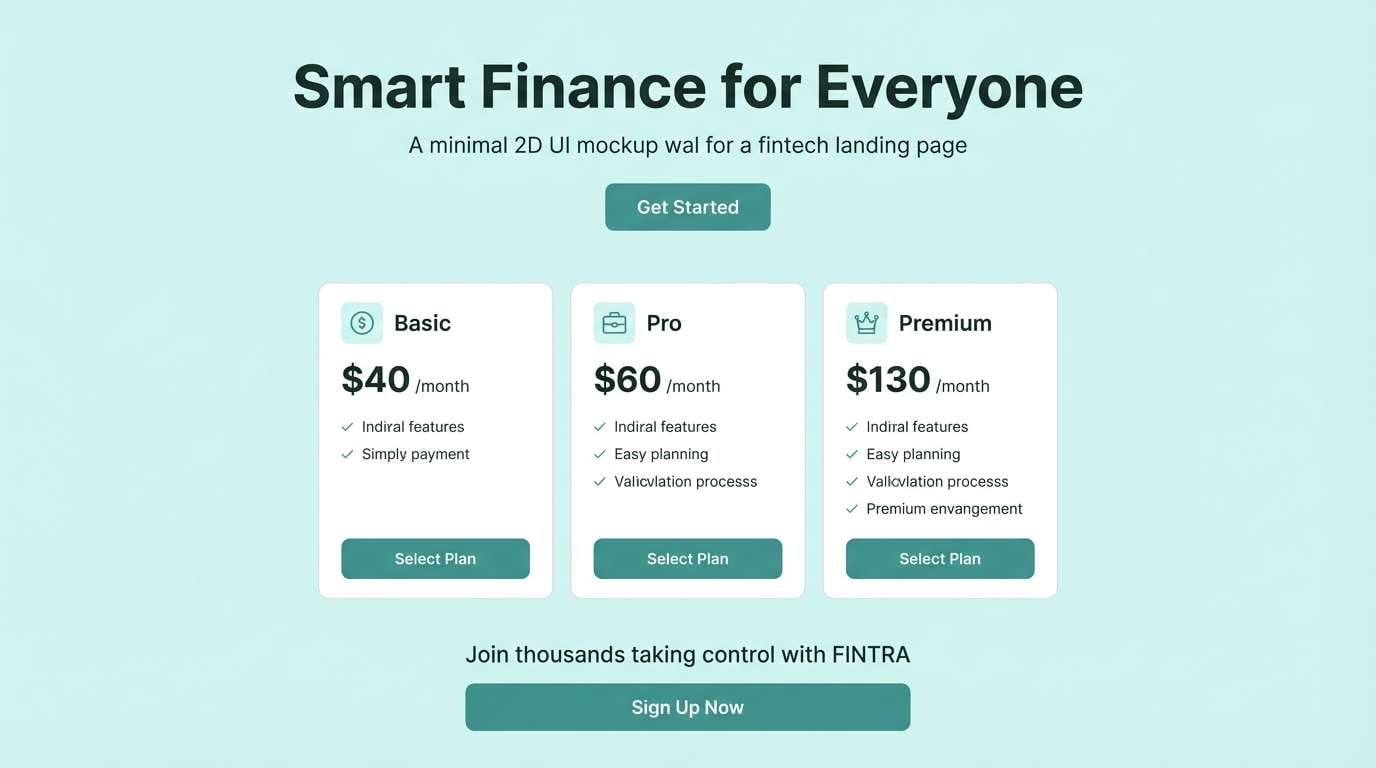 teal fintech landing page