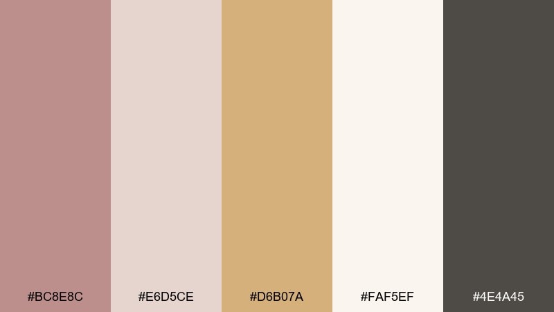scandinavian sunset rose taupe color palette with hex codes