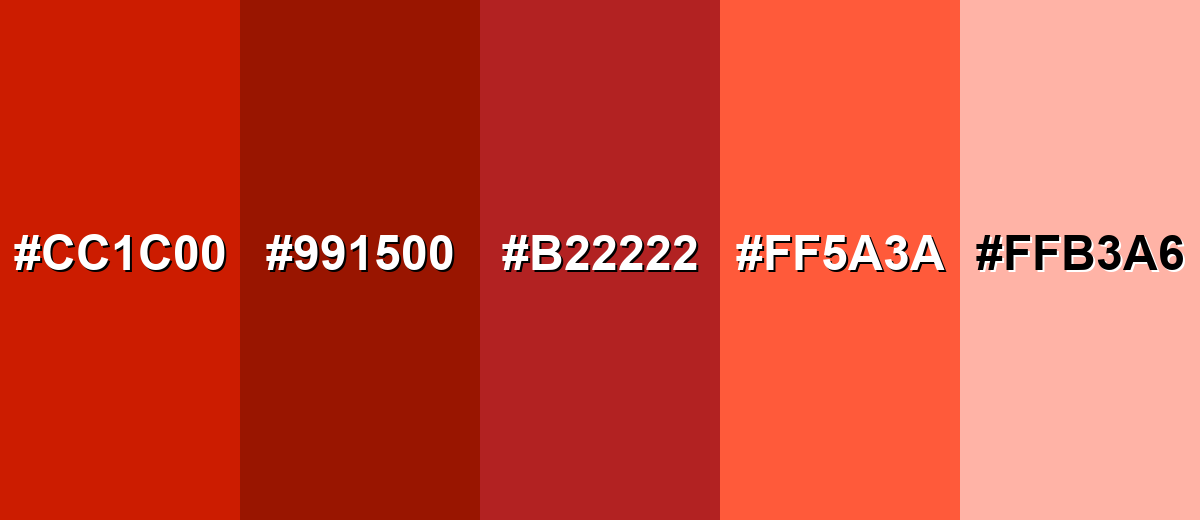 shades and variations of scarlet