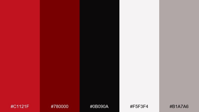 scarlet noir scarlet color palette with hex codes