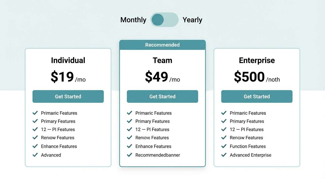 saas pricing ui